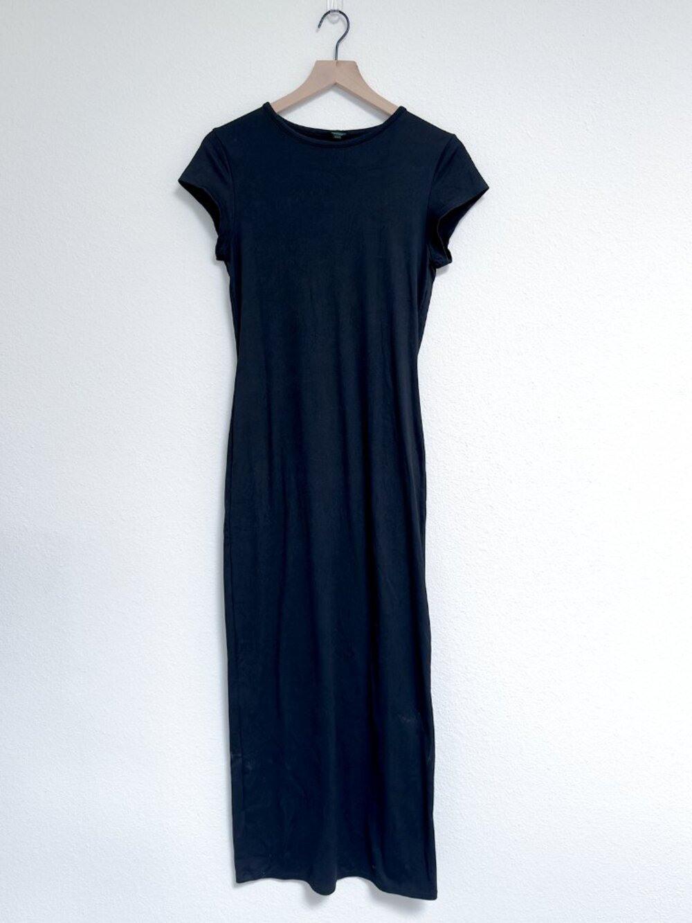 Wild Fable Black Ribbed Short Sleeve Maxi Dress Size L